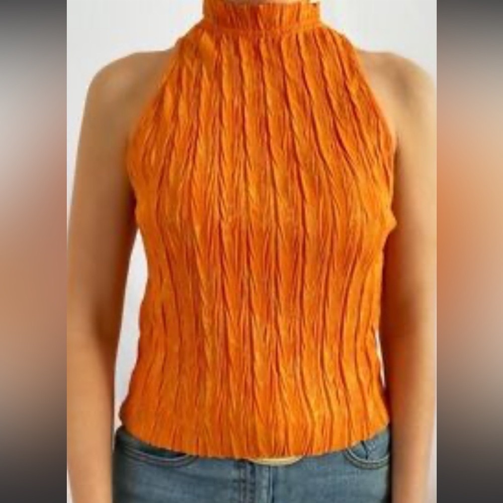 Orange Mock Neck Women's Top